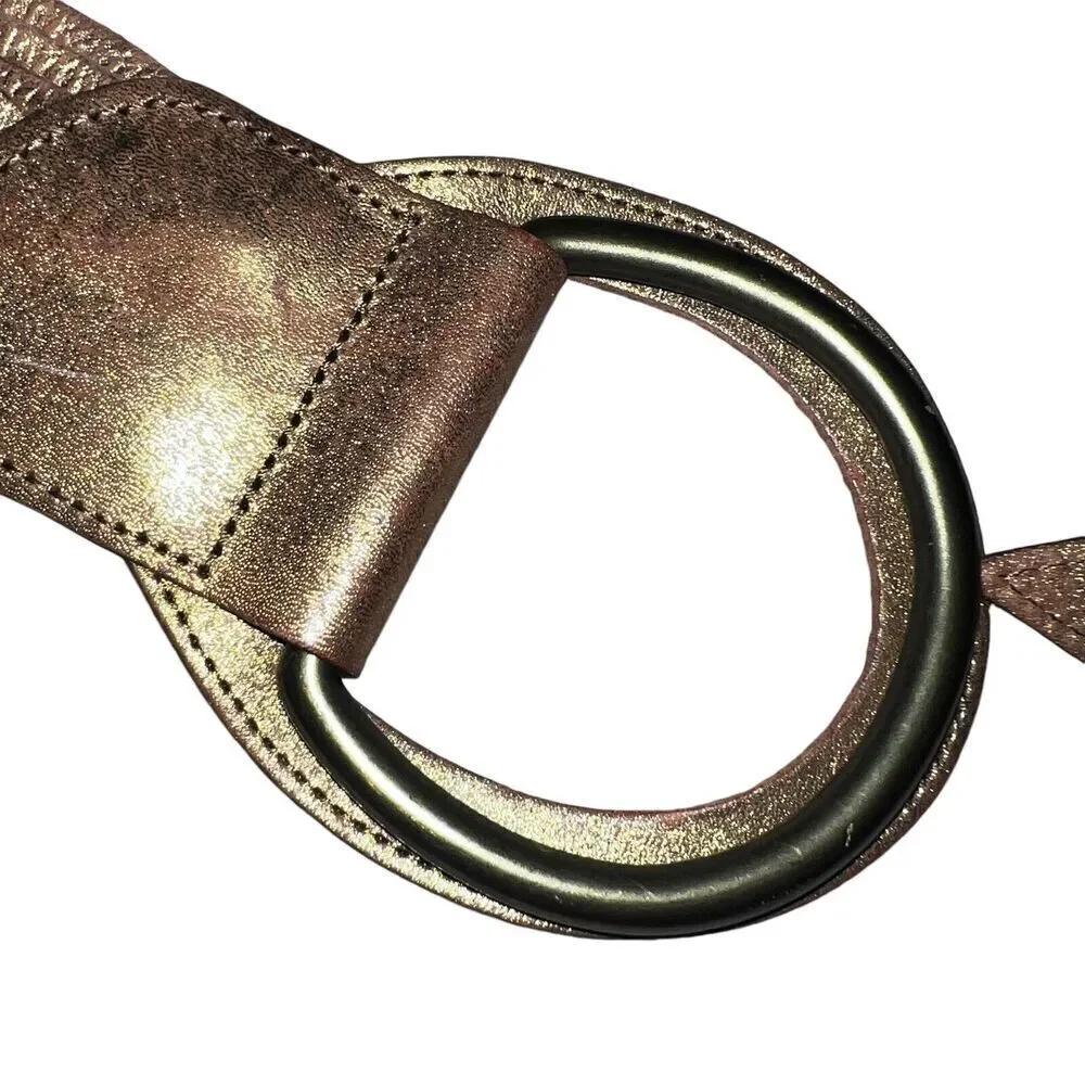 Linea Pelle Braided Metallic Gold Leather Belt
